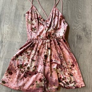 LA hearts velvet romper with cross back